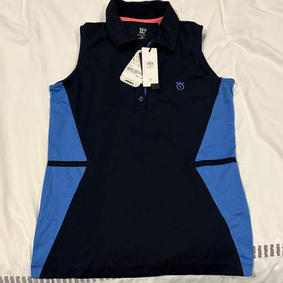 NWT Navy and Blue Sleeveless Polo Shirt - Picture 1 of 6
